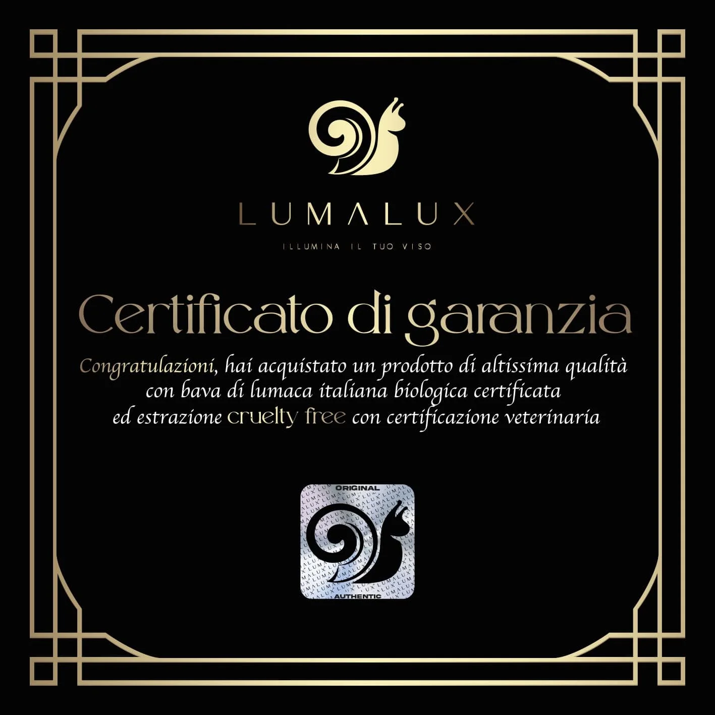 Certificato di autenticità Lumalux