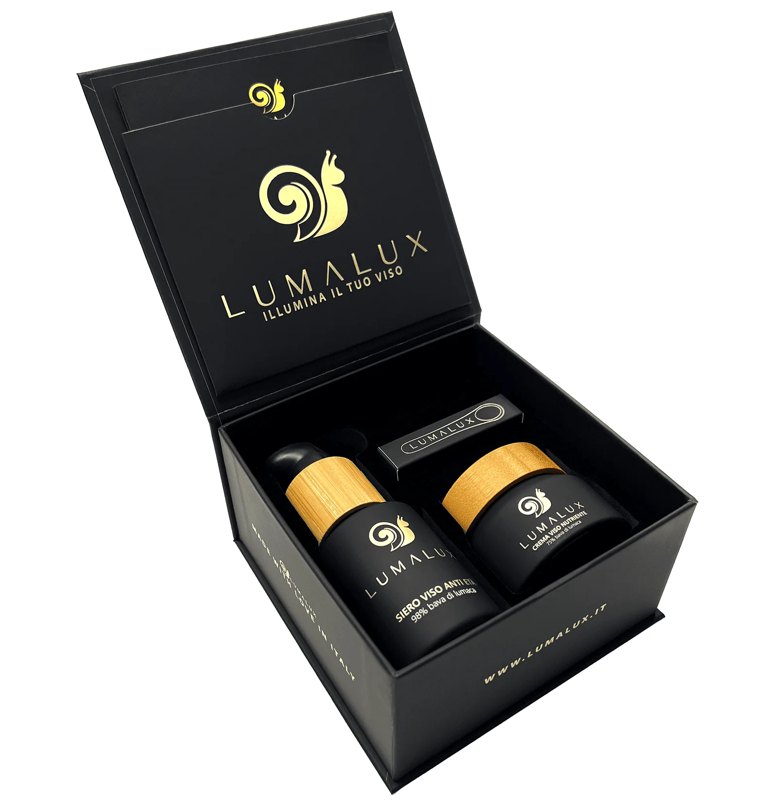 Kit Viso Lumalux — siero e crema con bava di lumaca biologica